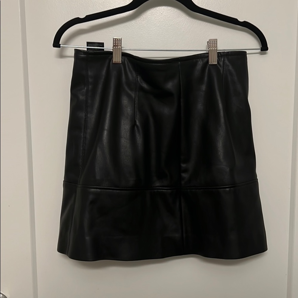 Faux Leather Black Midi Skirt